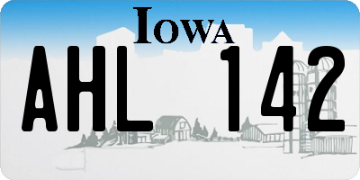 IA license plate AHL142