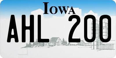 IA license plate AHL200