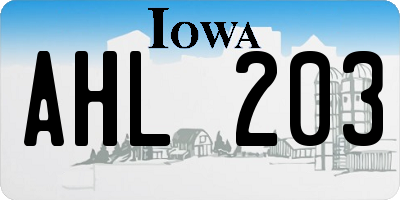 IA license plate AHL203