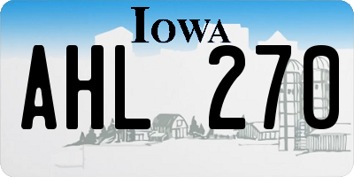 IA license plate AHL270