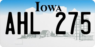 IA license plate AHL275