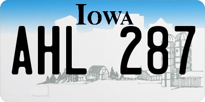 IA license plate AHL287