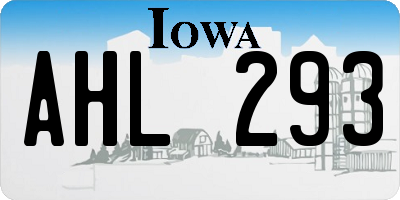 IA license plate AHL293