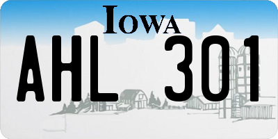 IA license plate AHL301