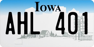 IA license plate AHL401