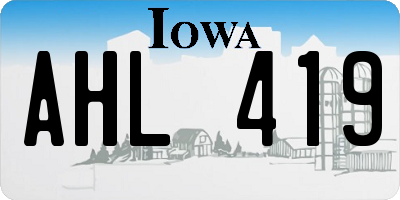 IA license plate AHL419