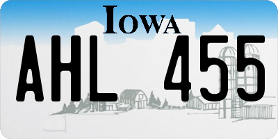 IA license plate AHL455