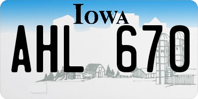 IA license plate AHL670