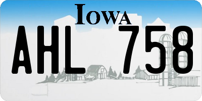 IA license plate AHL758
