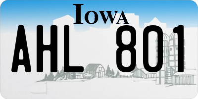 IA license plate AHL801