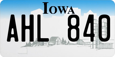 IA license plate AHL840