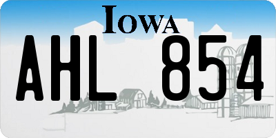 IA license plate AHL854