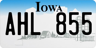 IA license plate AHL855