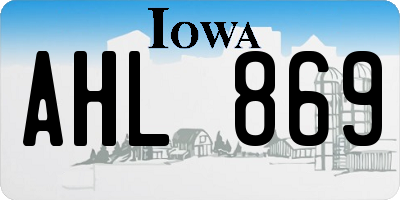 IA license plate AHL869