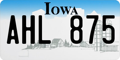 IA license plate AHL875