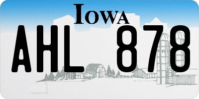 IA license plate AHL878