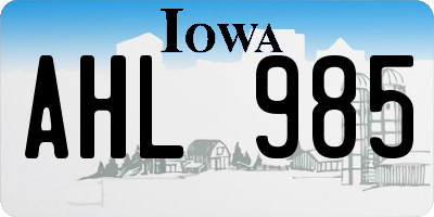 IA license plate AHL985