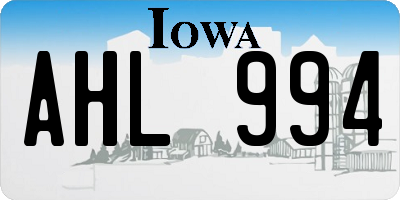 IA license plate AHL994