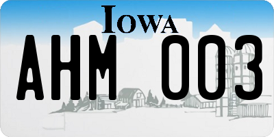 IA license plate AHM003
