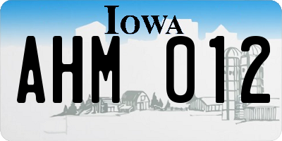 IA license plate AHM012