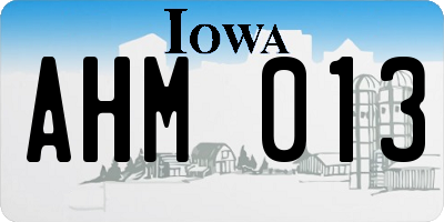 IA license plate AHM013