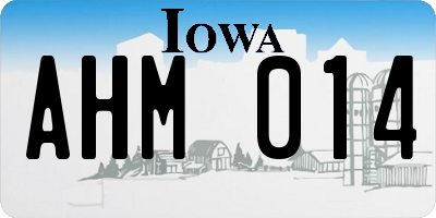 IA license plate AHM014