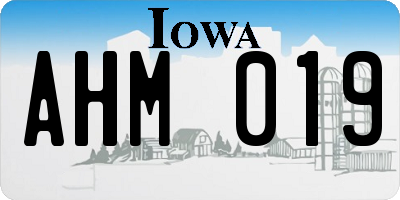 IA license plate AHM019