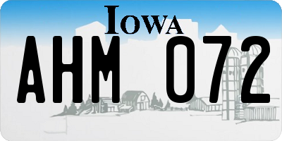 IA license plate AHM072