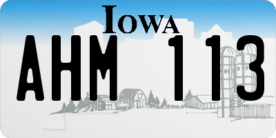 IA license plate AHM113