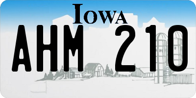 IA license plate AHM210