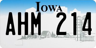 IA license plate AHM214