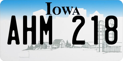 IA license plate AHM218