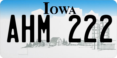 IA license plate AHM222