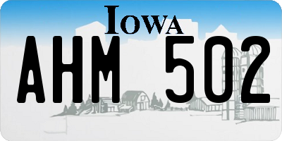 IA license plate AHM502
