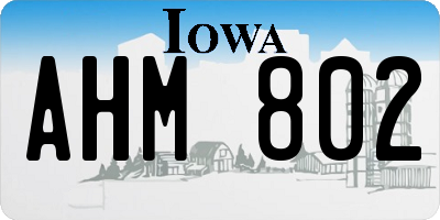 IA license plate AHM802