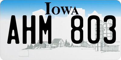 IA license plate AHM803