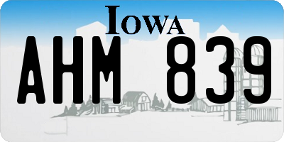 IA license plate AHM839