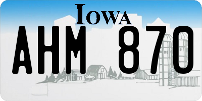 IA license plate AHM870