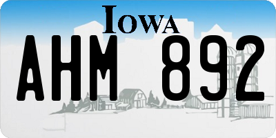 IA license plate AHM892