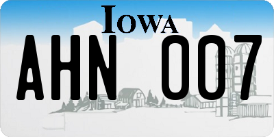IA license plate AHN007