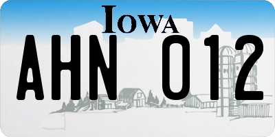 IA license plate AHN012