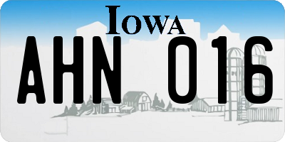 IA license plate AHN016