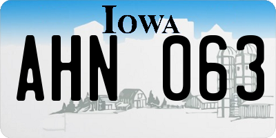 IA license plate AHN063