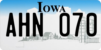 IA license plate AHN070