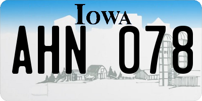 IA license plate AHN078