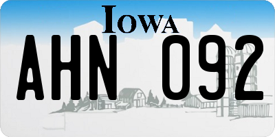 IA license plate AHN092
