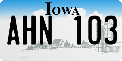 IA license plate AHN103