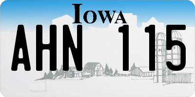 IA license plate AHN115