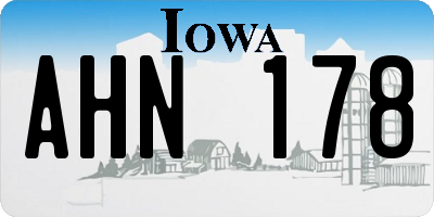 IA license plate AHN178