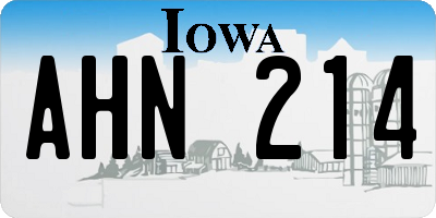 IA license plate AHN214